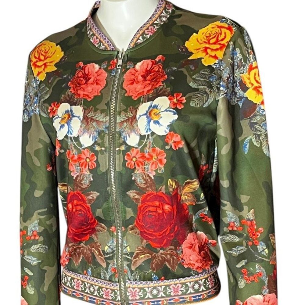 Jealous Tomato‎ Mixed Print Floral Cropped Bomber Jacket Sz S - Picture 2 of 8